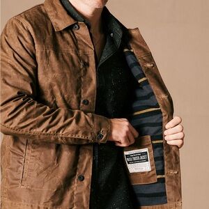 Flint and Tinder Flannel Lined Waxed Trucker Jacket, Sz Large, New w/ tags